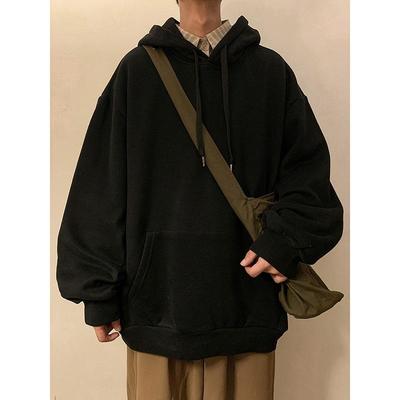 Men's Trendy Oversized Hoodie: 300g Heavyweight Chinese Cotton, Solid Color, West Coast Style, Unisex.