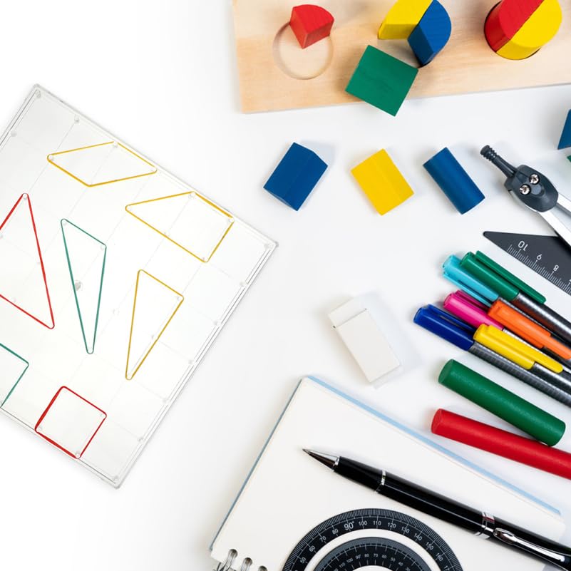 VILLFUL 3-Piece Transparent Geometry Pegboard Set for Kids, Educational Puzzle and Tool for Toddlers, Multiplication and Pegboard, Geometry Pegboard,