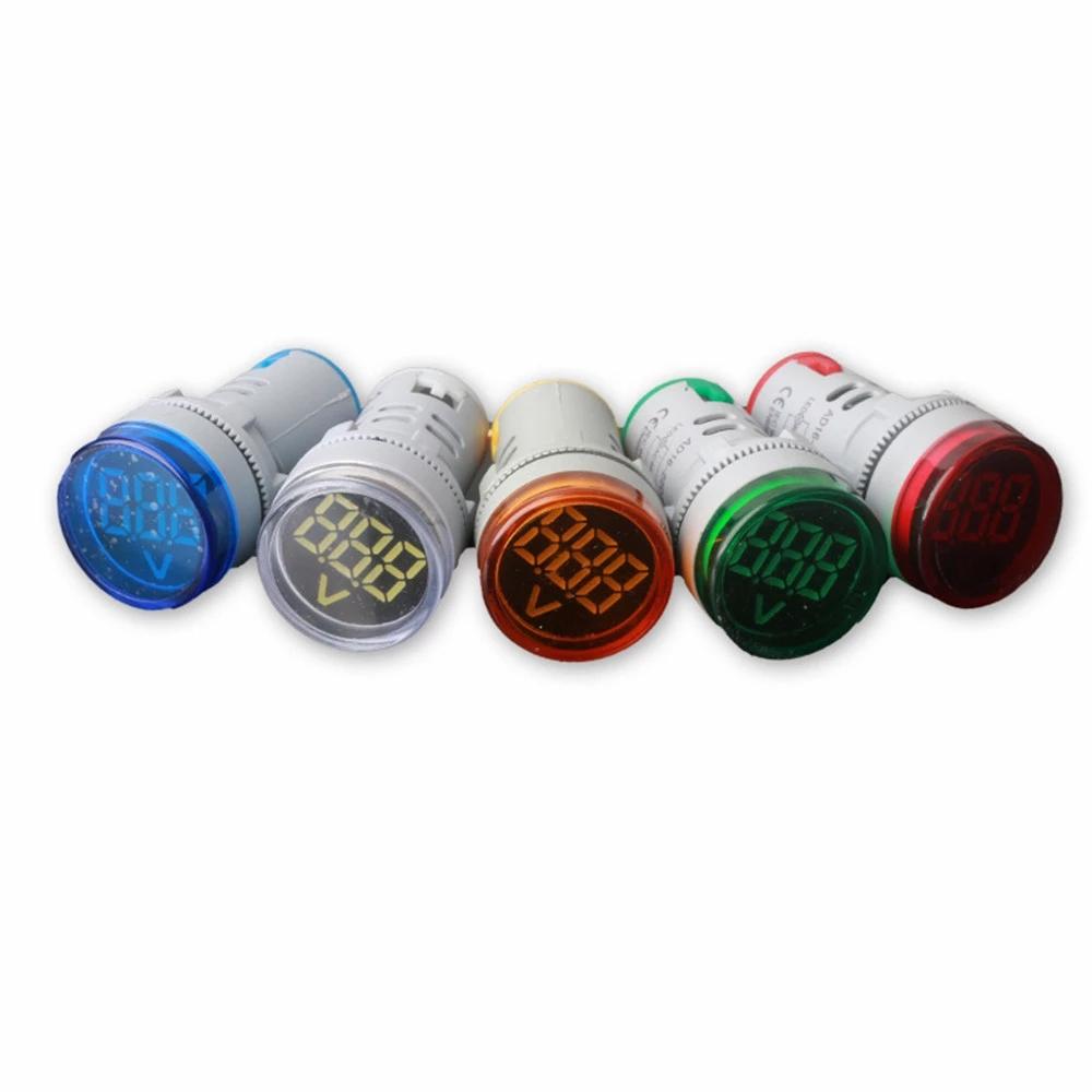 Mini Voltmetro Digitale Rotondo 22mm AC 12-500V Volt Tensione Tester Misuratore Monitor Potenza Indicatore LED Spia per Auto Camion Camper
