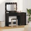 Makeup Table with Mirror Lighting (2 pcs) Black Particleboard