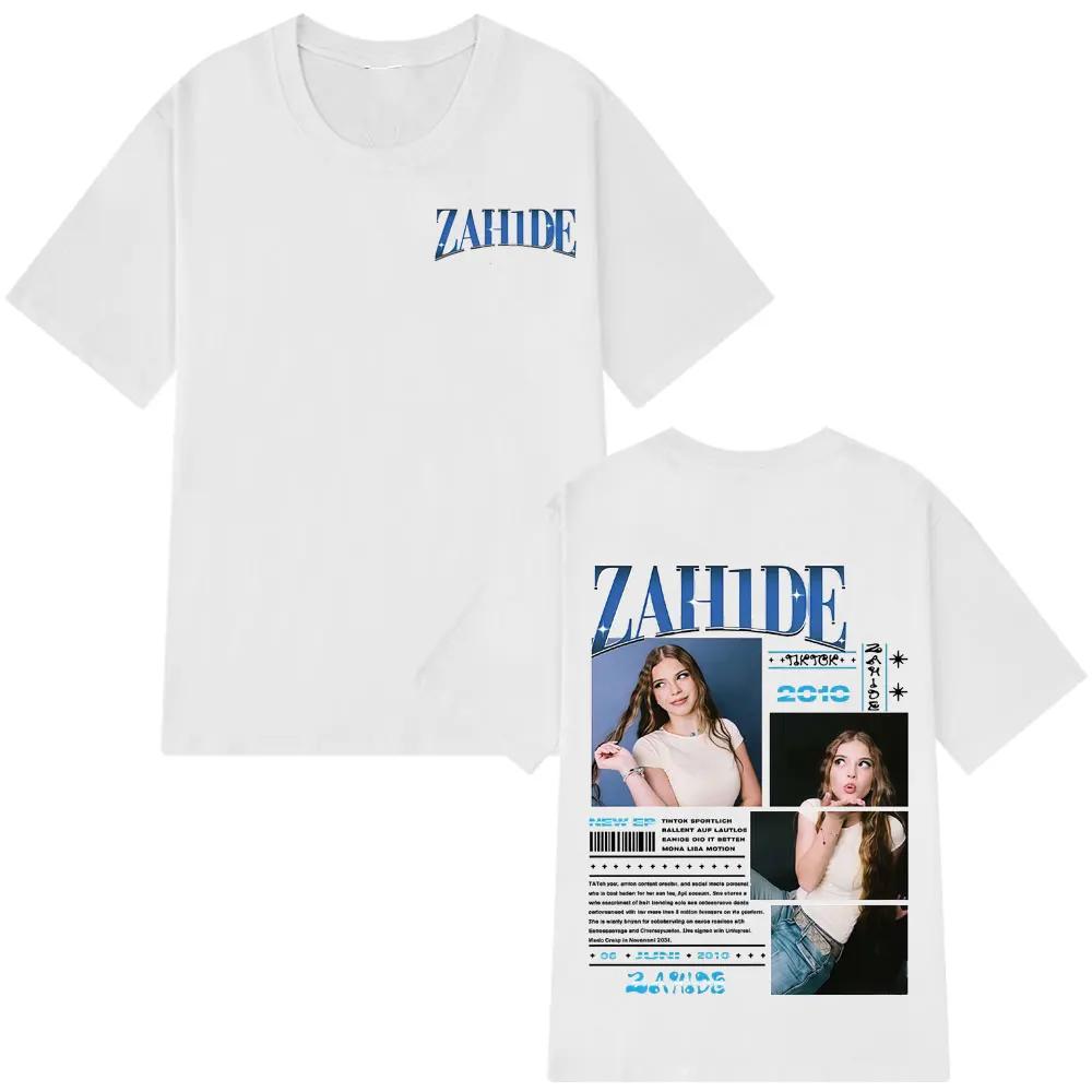 2026 Summer Singer Zahide Merch Album Graphic T-shirt Men's Fashion Hip-hop Retro Cotton Short-sleeved Loose Casual Shirt Y2k