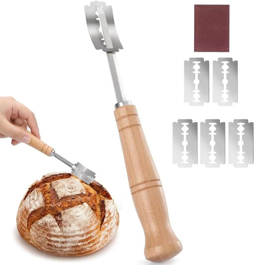 Bread Lame Tool Stainless Steel Sourdough Slashing Tool Dough Scoring Knife with 5 Razor Blades Bread Cutting Supplies