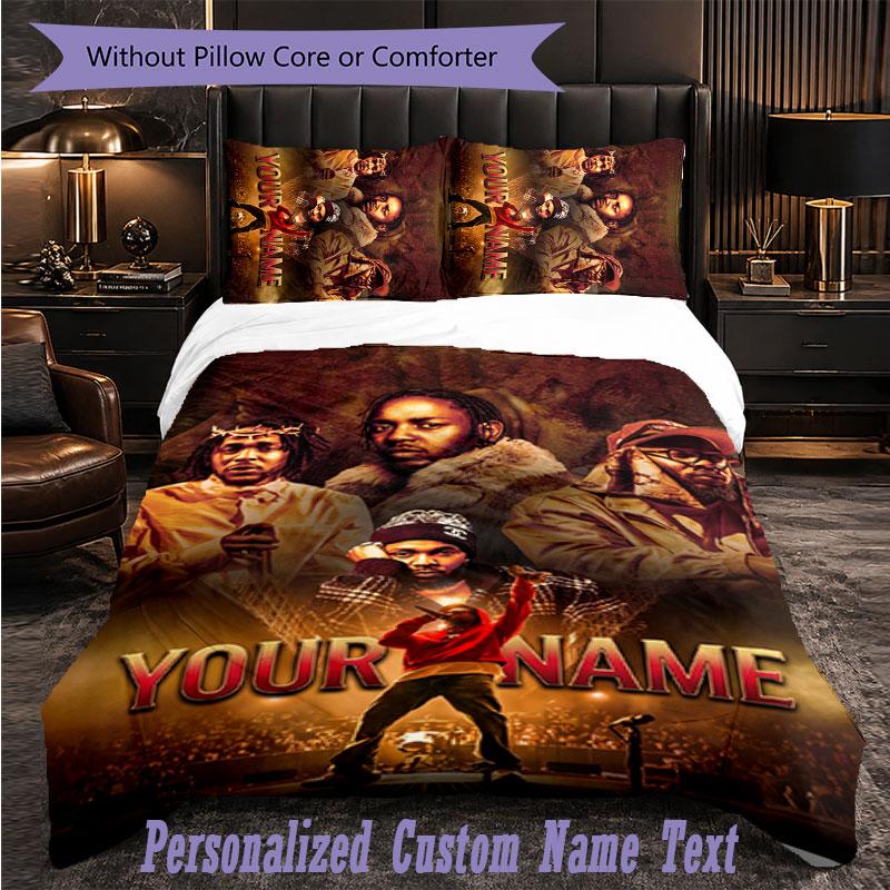 Personalized 3Pcs Bedding SetKendrick Lamar Custom Text Duvet Cover Pillowcase Set Bedroom Gift