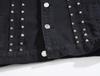 Men's Black Studded Denim Vest - Trendy Korean Style Plus Size Waistcoat