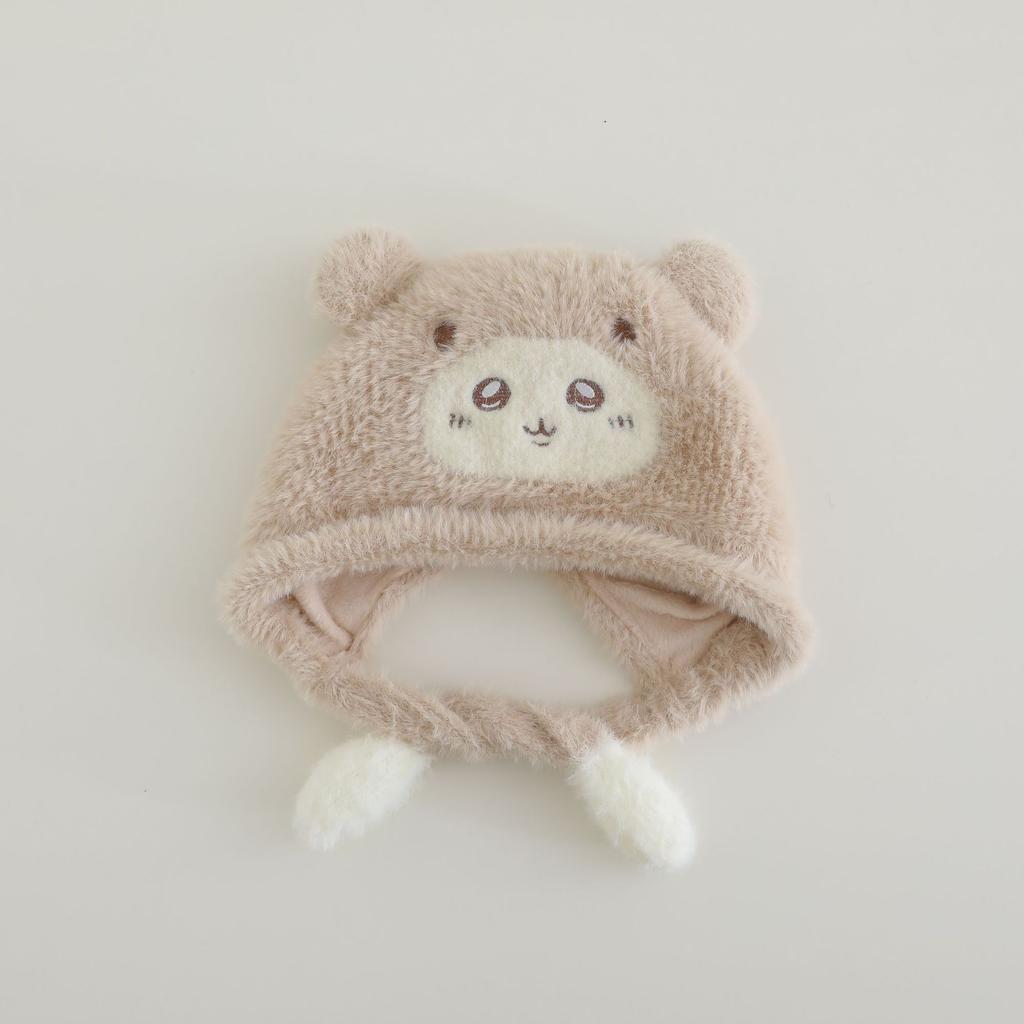 Children's Hats  Plush Hats for Boys and Girls in Autumn and Winter Cartoon Bear with Added Fleece and Thickened Windproof Pullover Hats