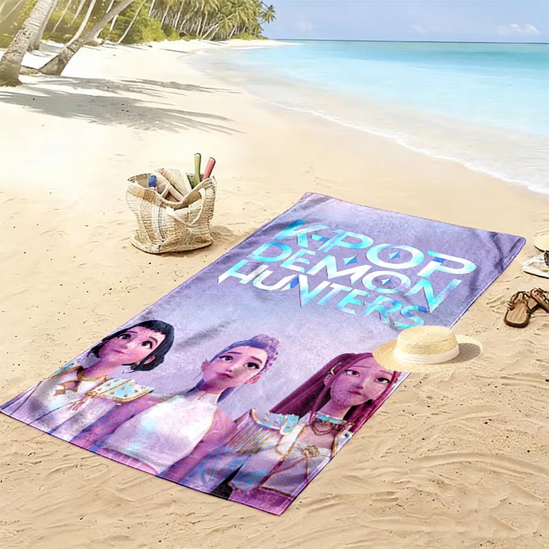 K-Pop Demon Hunters: Urban Fantasy Adventure beach towel Beach towel for vacation photos beach quick-drying swim towel Absorbent bath towel swim
