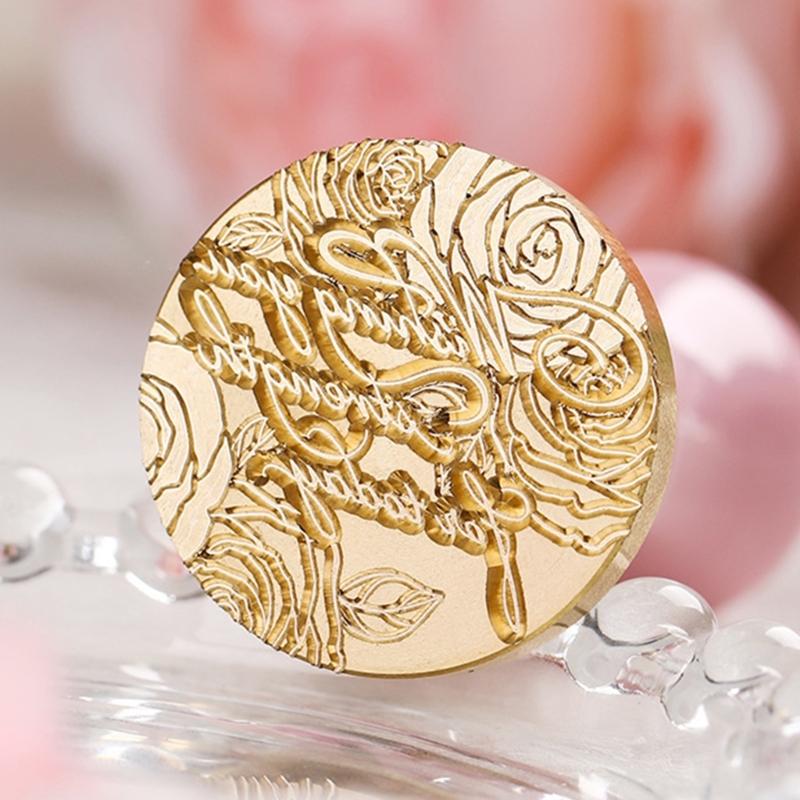 Wax Seal Stamp-Words Phrases Sealing Wax Stamp Flower Sealing Stamp for Envelope Wedding Invitations Card Decorations