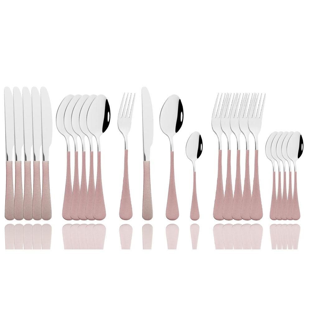 24Pcs Mirror Polished Blue Cutlery Set Stainless Steel Dinnerware Set Knife Fork Coffee Spoon Tableware Set Kitchen Dinner Silverware Set