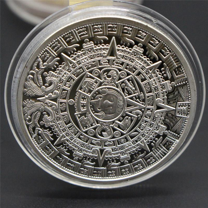 Retro Vintage Metal Medallion Mayan Aztec Coin Amulet Medal Unisex Women Men Protect Charm Talisman Powerful Wealth Success Health Luck Jewelry