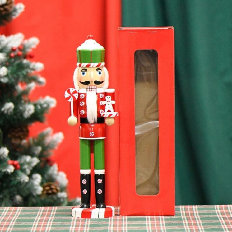 Decorative Wood Nutcrackers Santa with Decorative Swirls Candy for Holidays
