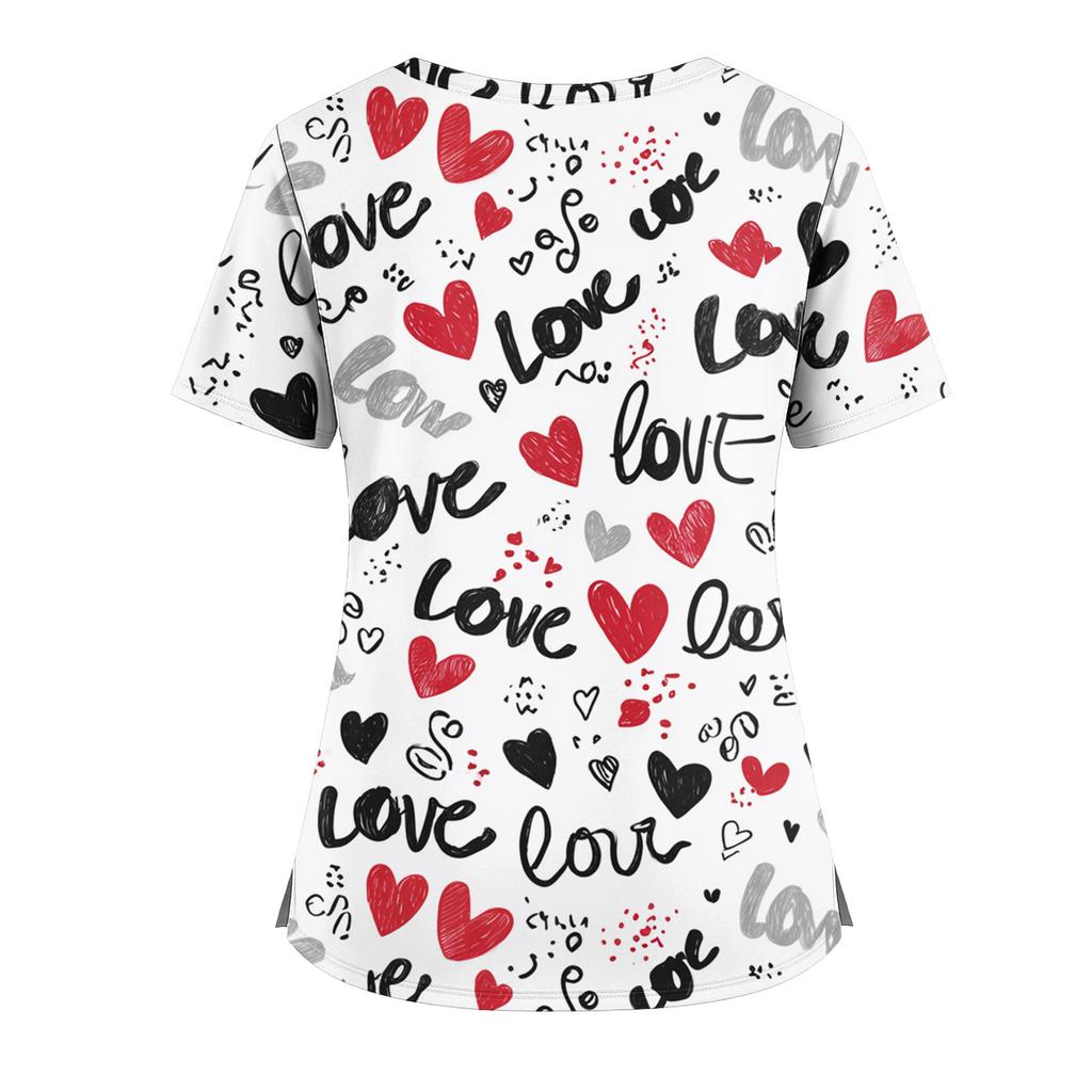 Women's Fashion V,Neck Short Sleeve Overalls With Pockets  Print Tops  Clothes