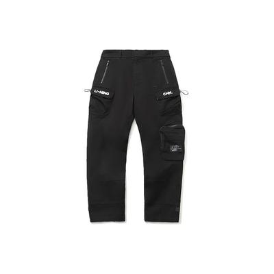 Li Ning Sport Fashion Series Buchstabenaufdruck Lässige Strickhose Herren Unterteile Schwarz AKXR009-1