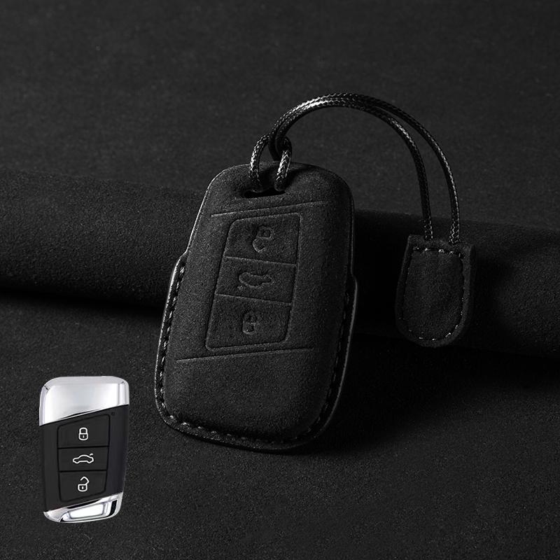 Leather Car Key Case For Volkswagen VW Magotan Passat B8 TIGUAN MK2 Golf 8 2020 For Skoda Octavia A8 A7 2021 SEAT Leon MK4