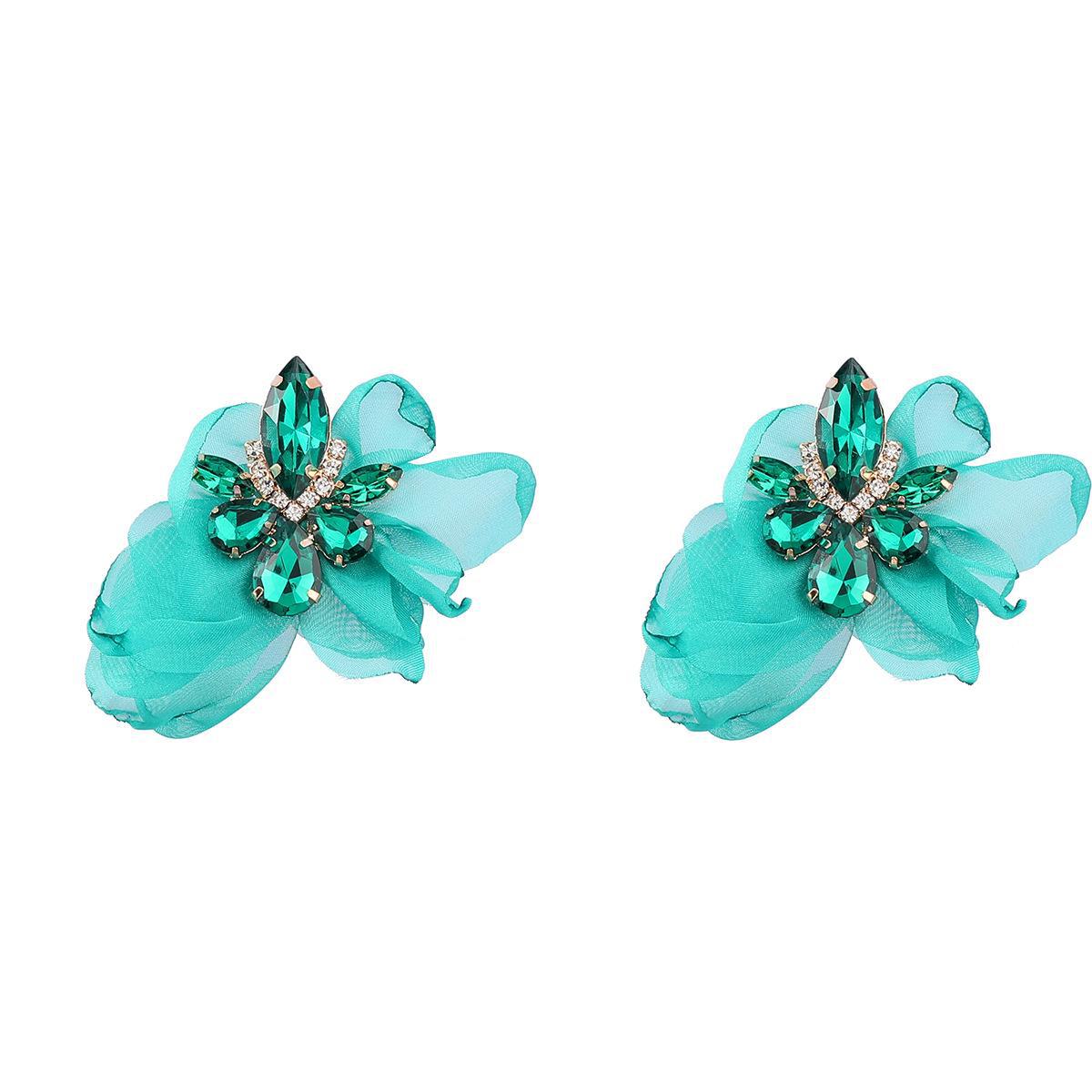 

Елегантні жіночі сережки з ретро-квітками та діамантами null зелений