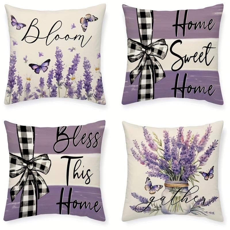 Vintage Purple Flower Pattern Home Decor Pillowcase Bedroom Living Room Sofa Decoration Polyester Cushion Cover with Zipper