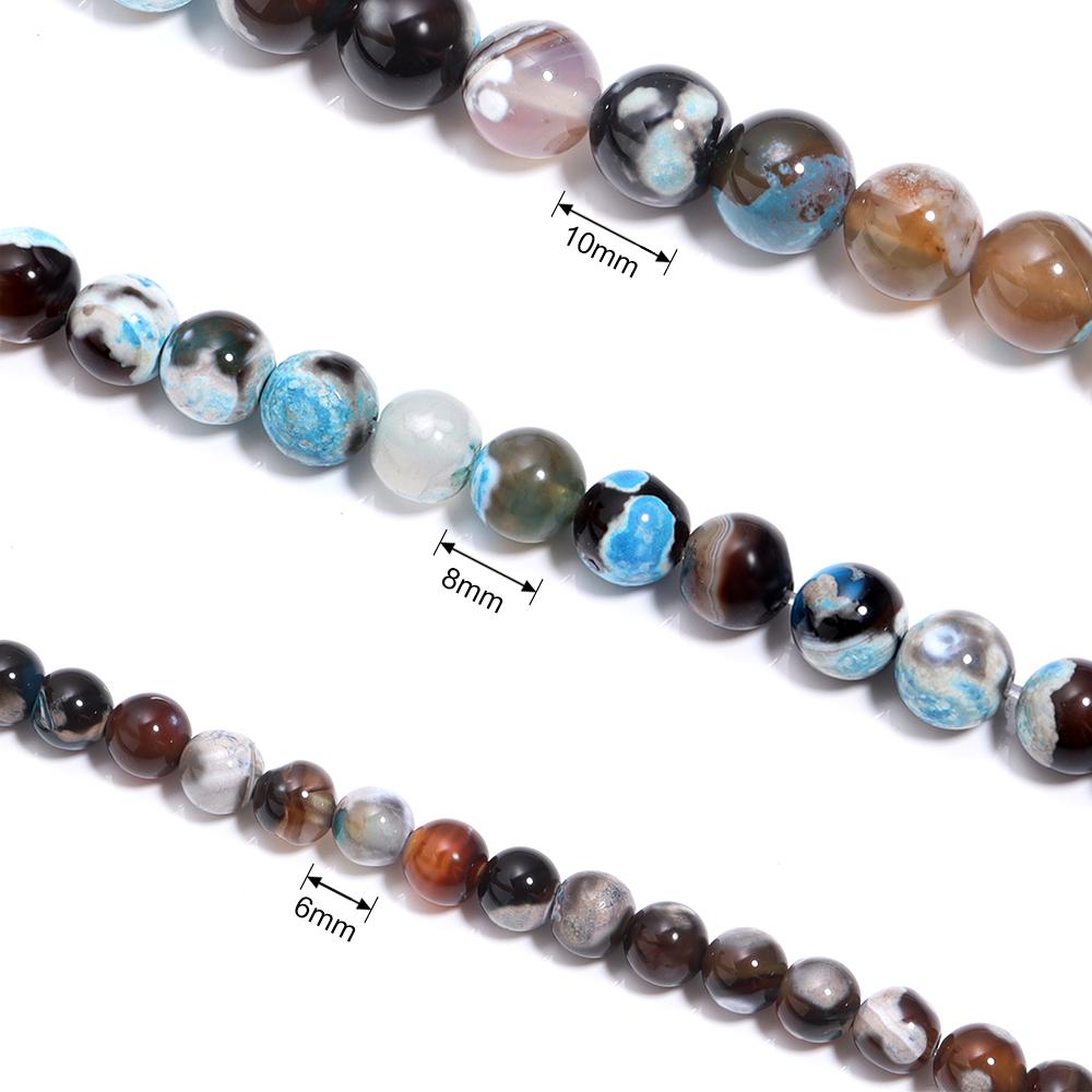 6/8/10mm Natural Stone Brown Blue Fire Agates Beads Round Loose Beads For Jewelry Making DIY Crafts Bracelet Necklace Supplies