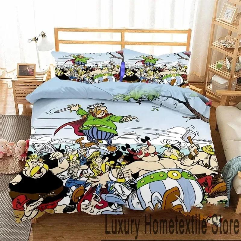 

3D Принт Астерикс и Обеликс Мультяшный Постельный Комплект Двуспальный Полуторный Кинг Пододеяльник Одеяло Наволочка Мальчики Девочки Взрослые Спальня 70x133cm
