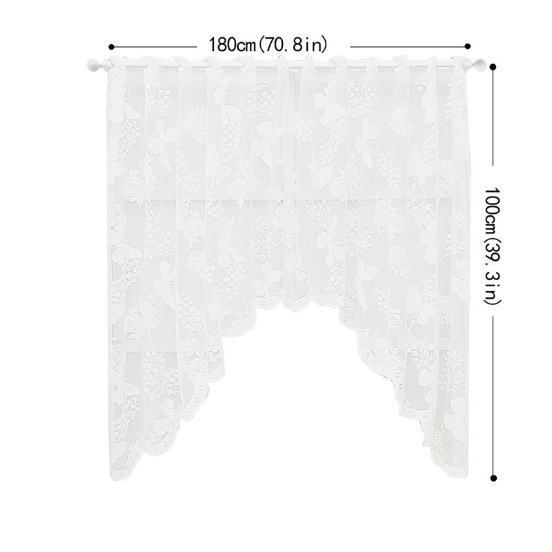 

1 шт. Короткая занавеска Белая с цветочным рисунком Бабочка Обеденная комната Оконные шторы для спальни Кружевной ламбрекен Гостиная Полупрозрачные 180*100 белый