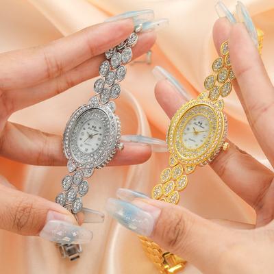 Orologi da Donna Quadrante Ovale Strass Bracciale Orologio al Quarzo da Donna