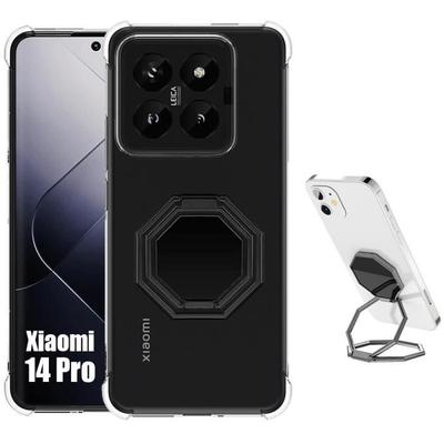 Case for Xiaomi 14 Pro - E.F.CONNECTION - Transparent Silicone - Shockproof - Adjustable Stand - Flexible