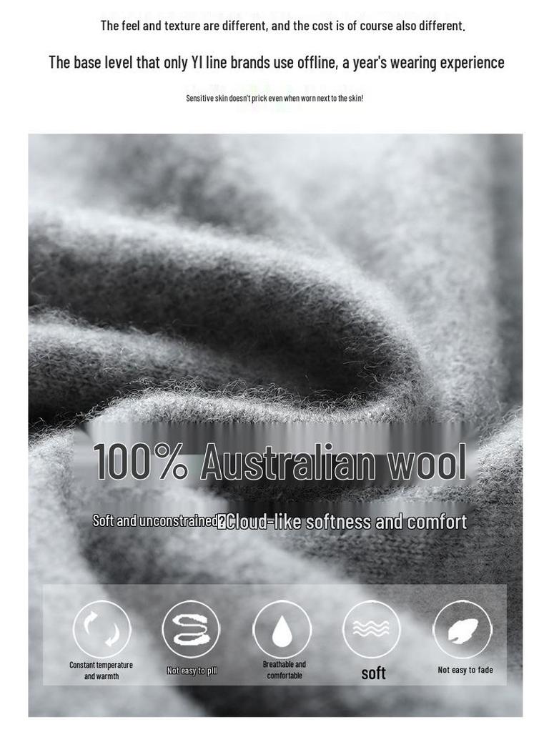 Pánský svetr ze 100% čisté vlny: Pletený svetr s polorolákem, ležérní volný střih, základní vrstva z kašmíru