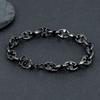 Men‘s 8.5MM Width Locomotive Vintage Oxidized Black Thorns Chain Link Bracelet Punk Stainless Steel Biker Bracelets Gift