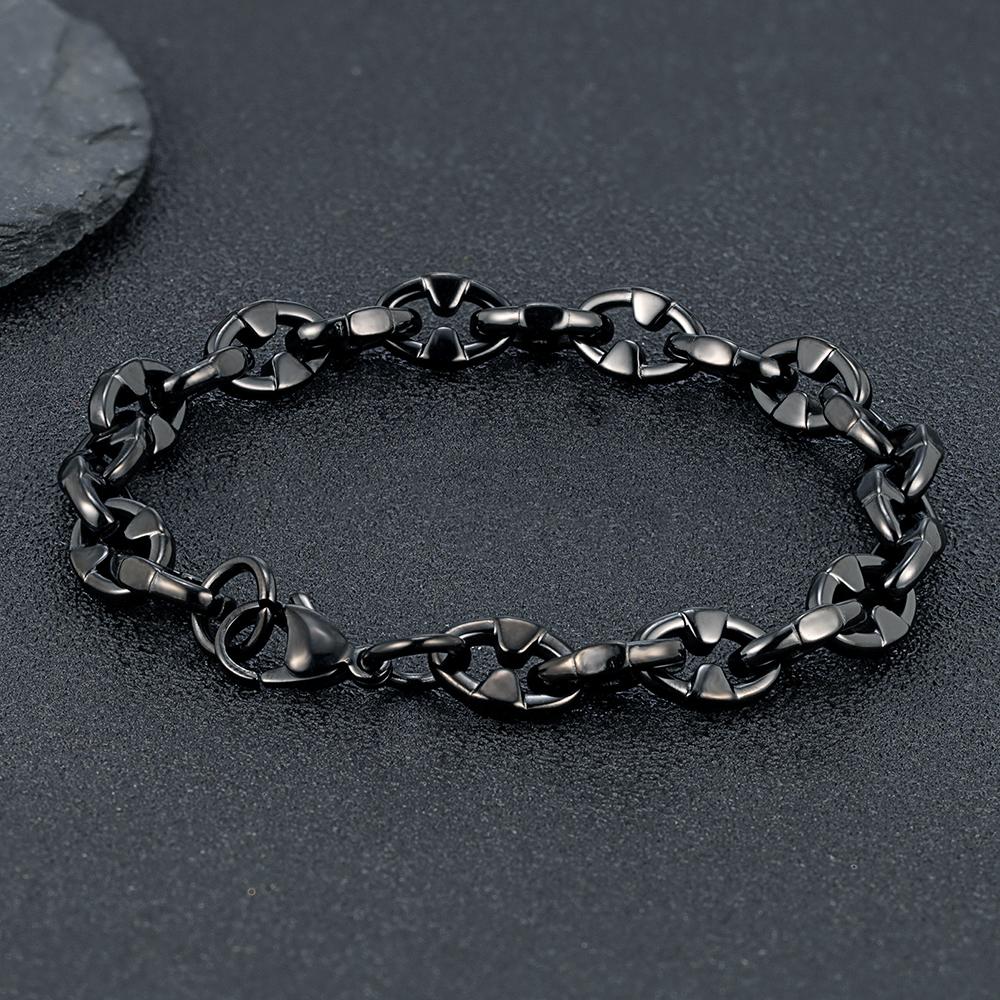 Men‘s 8.5MM Width Locomotive Vintage Oxidized Black Thorns Chain Link Bracelet Punk Stainless Steel Biker Bracelets Gift