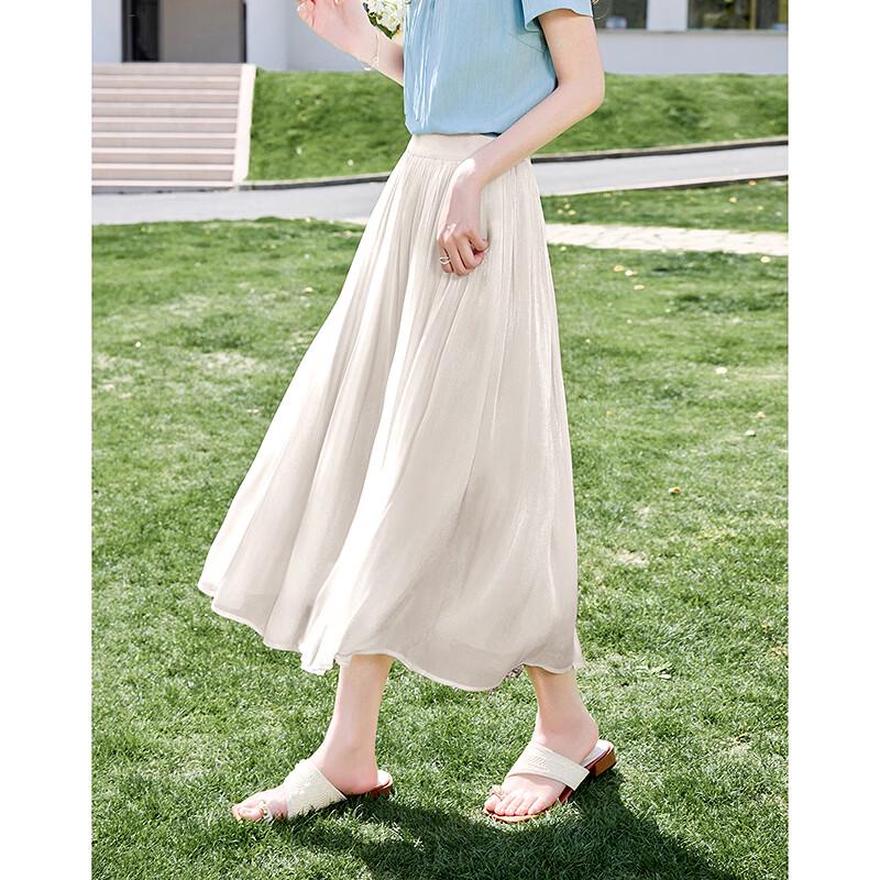 Elegant Summer High-Waist Pleated Mid-Length Skirt