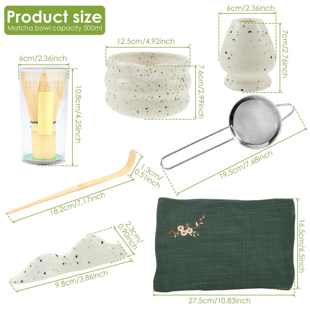 7Pcs Japanese Matcha Tea Set Safe Bamboo Whisk Teaspoon Tea Bowl Indoor Tea Making Tools Accessories Ceramic Matcha Gift Box