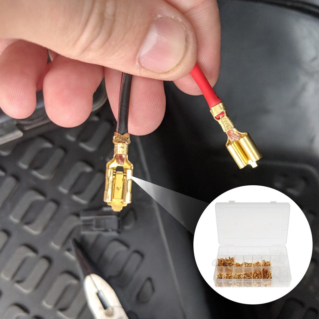 1000Pcs Brass Wire Connector Kit Good Conductivity Cable Terminal Set Excellent Insulation Brass Wire Lug for Car Truck Boat