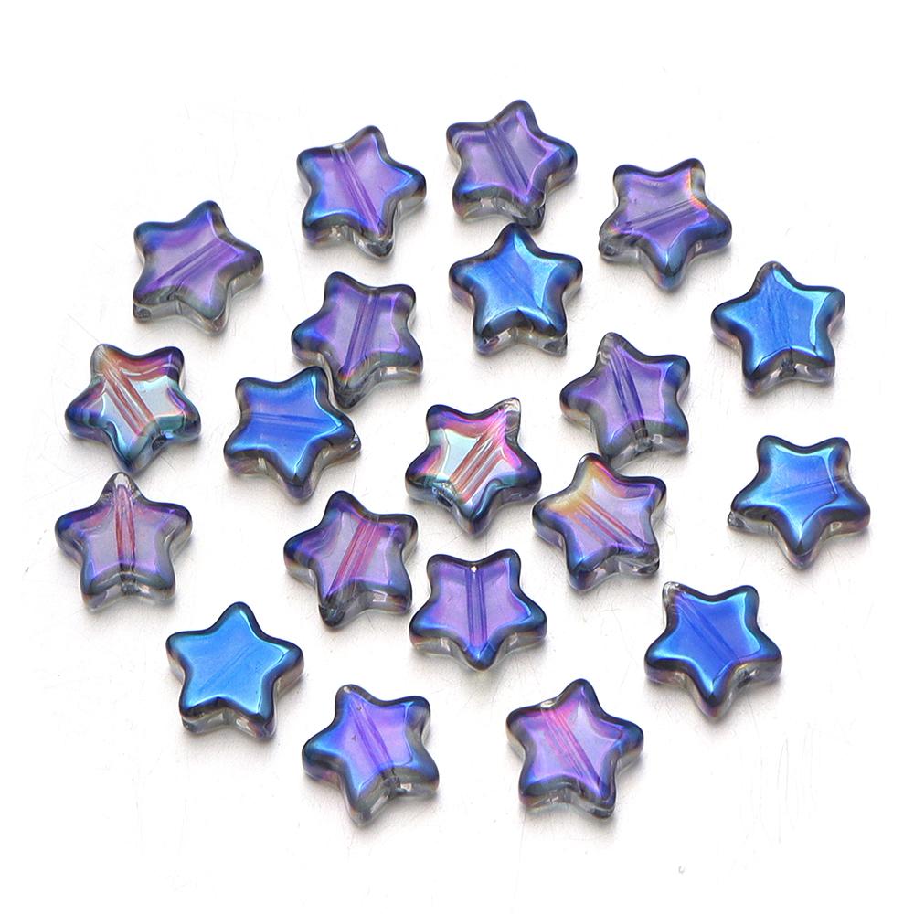 30pcs/lot 8mm Colored Electroplated Star Beads Loose Spacer Pentagram Glass Beads For DIY Bracelet Earrings Jewelry Accessories