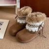 Retro Anti-slip Padded Snow Boots for Women, New Style, Outerwear, Thick Cotton Shoes