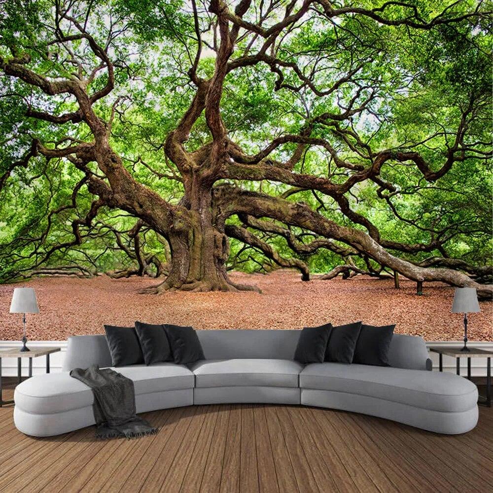 

Лес, большое дерево, река, пейзаж, гобелен, настенное художественное украшение, подвесная тканевая занавеска, украшение для дома, спальни, гостиной 200x150cm