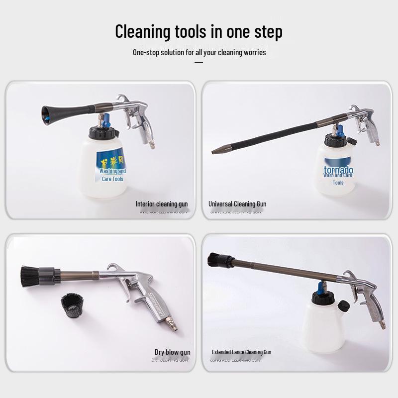 Hurricane Pneumatic High-Pressure Interior Cleaning Gun with Brush and Foam Sprayer for Car Wash