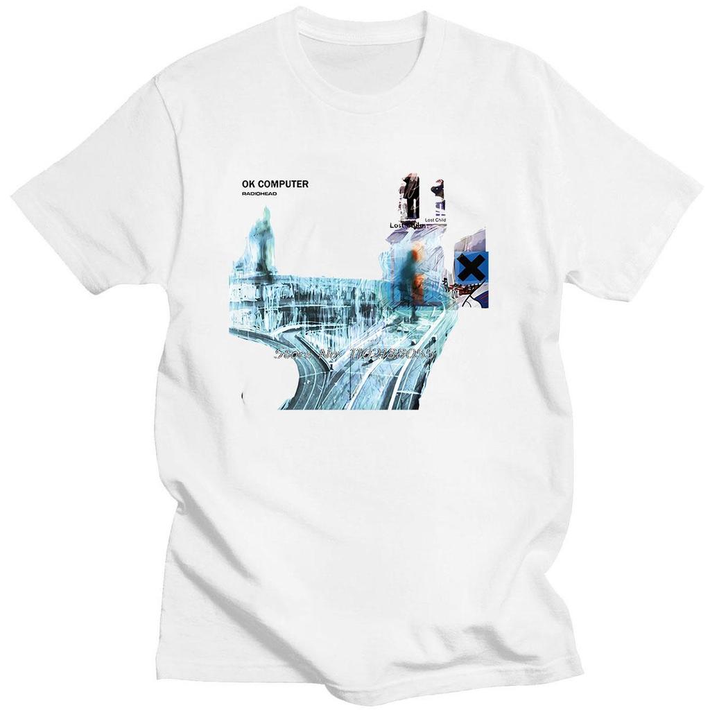 Beliebter Stil T-Shirts Radiohead Ok Computer CD LP Vinyl Poster In Rainbows Thom Yorke bedruckt Rundhals Cartoon Paar Lockere T-Shirts