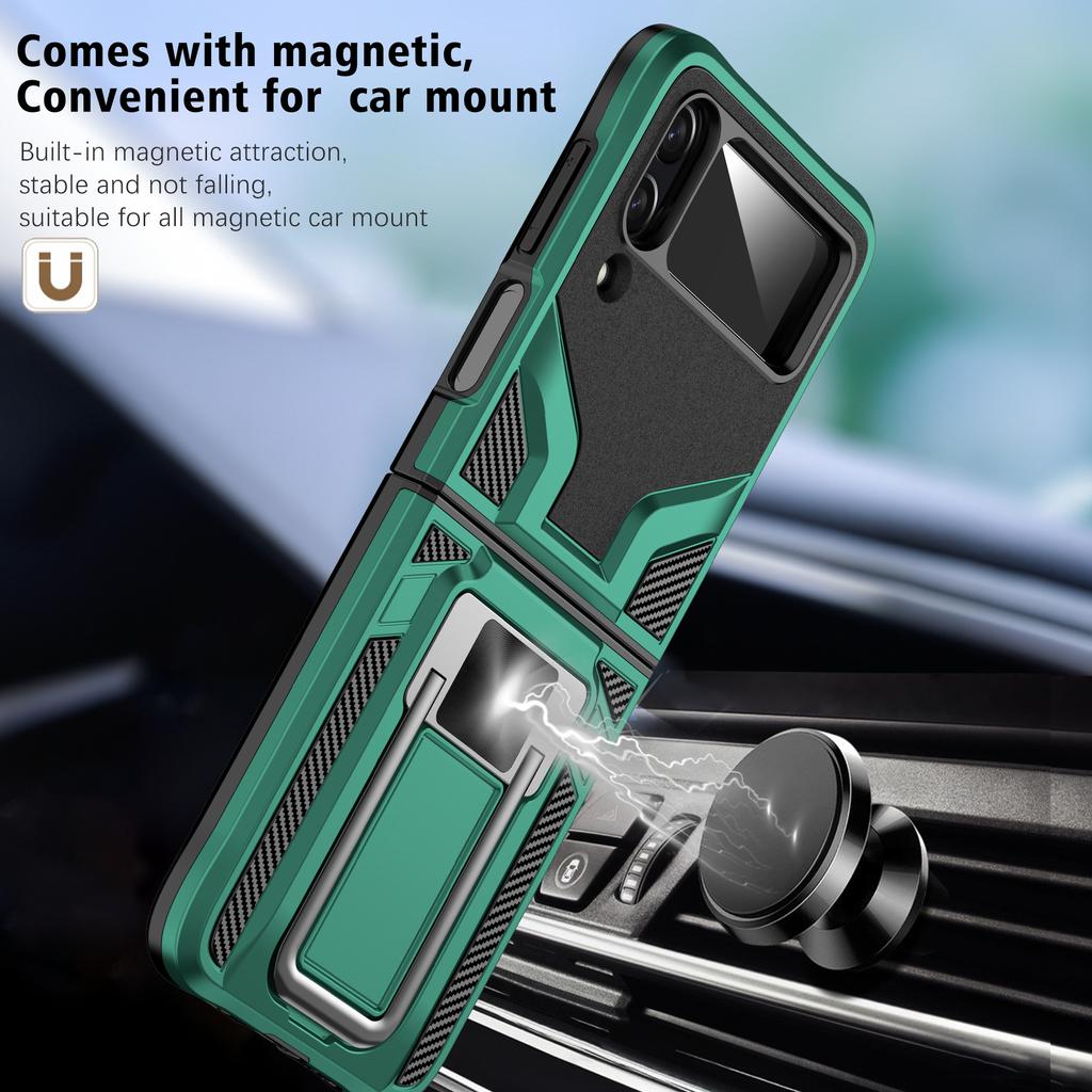 Shockproof Metal Ring Kickstand Case For Samsung Galaxy Z Flip 4 Flip4 Flip3 Flip 3 5g Anti -Knock Folding Cover Cases