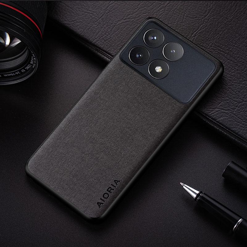 

Чехол для POCO F6 Pro, легкий, прочный, простой текстильный кожаный чехол для poco f6, чехол Funda POCO F6 темно-серого