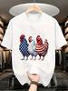 Breathable Men S Patriotic American Flag Chicken Graphic T Shirt Comfortable Black with Stars Stripe