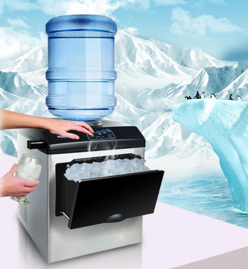 220V Ice Maker Commercial Small Bucket Water Round Ice Milk Tea Shop Household Multifunctional Ice Making Machine