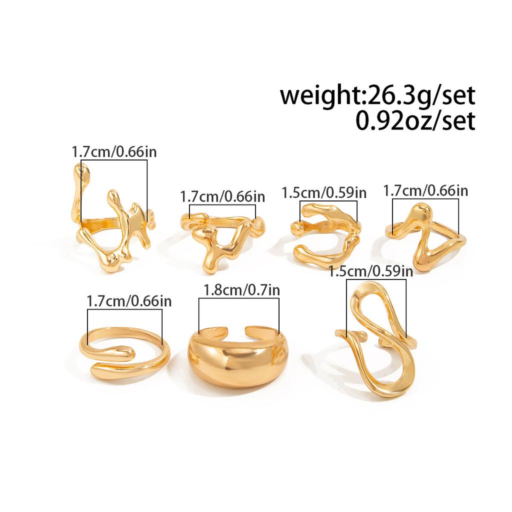 Vintage Gold Color Geometric Rings Trendy Finger Jewelry Hollow Out Adjustable Ring Set for Women Men Retro Boho Fashion Party Gift