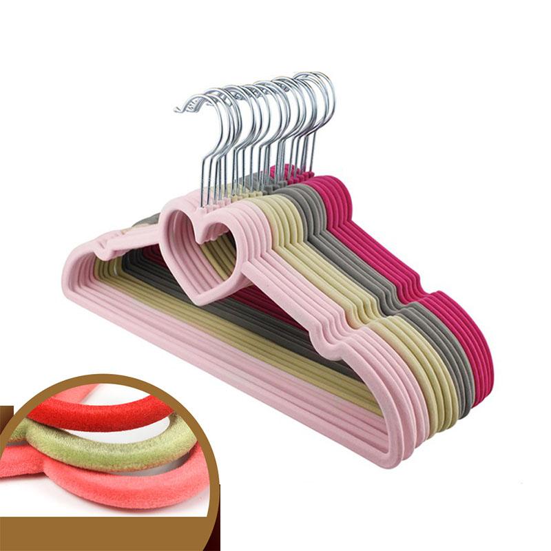 Child Flocking Hanger Home Drying Hanger 10pcs Non-slip Plastic Flocking Velvet Coat Flocked Custom Hanger Seamless Drying Rack