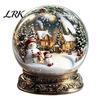 Ornamenti con Vista Multi Angolo Palla di Cristallo Natalizia Statuetta, Acrilico 2D Capanna Invernale Carosello Centro Tavola Festivo Ornamenti da Tavolo per