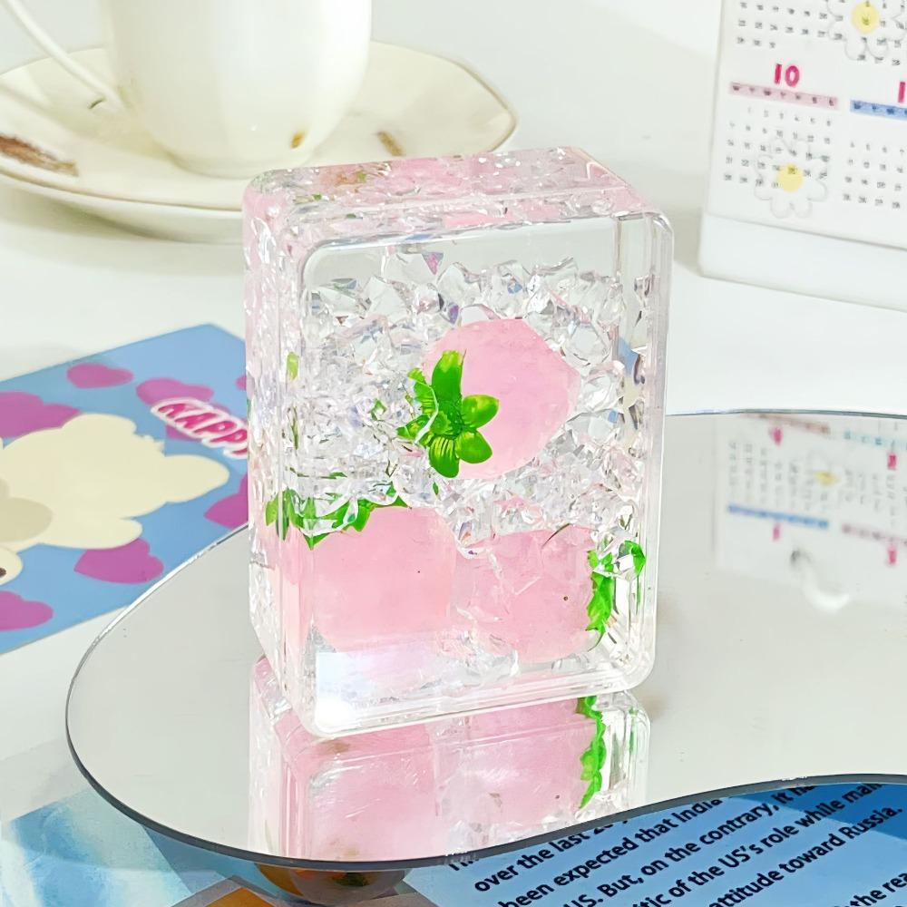 Transparent Acrylic Ornament Rectangular Oil Flowing Sand Ornament Fruit Sand Ornament  Home Decor
