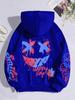 Autumn Kids Boys Personalized Smiling Face Print Comfortable Breathable Hooded Sweatshirt Outdoor Street Fashion Hooded Sweatshi