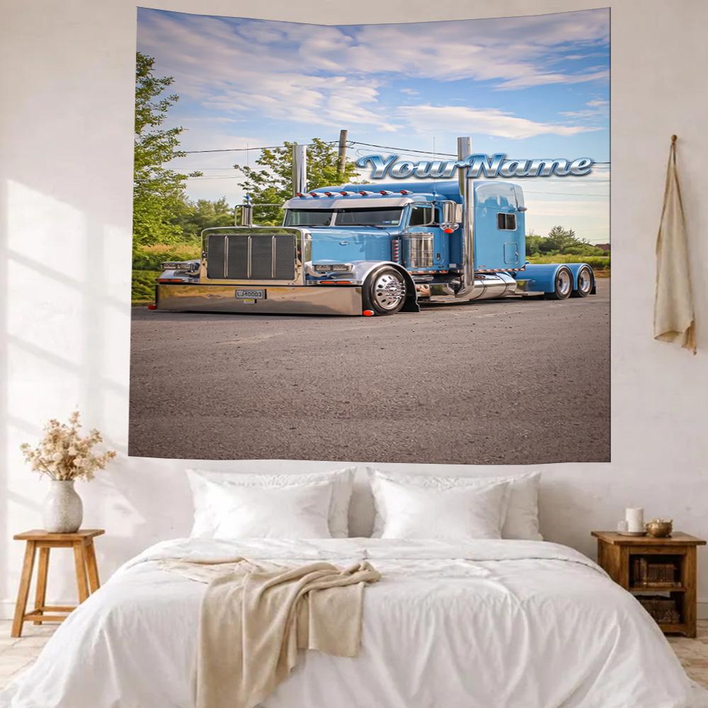 Peterbilt Heavy Trucks Custom Your Name Wall Decor Tapestry Art For Pet Memorial Birthdaywedding Party Backdrop Family Gift