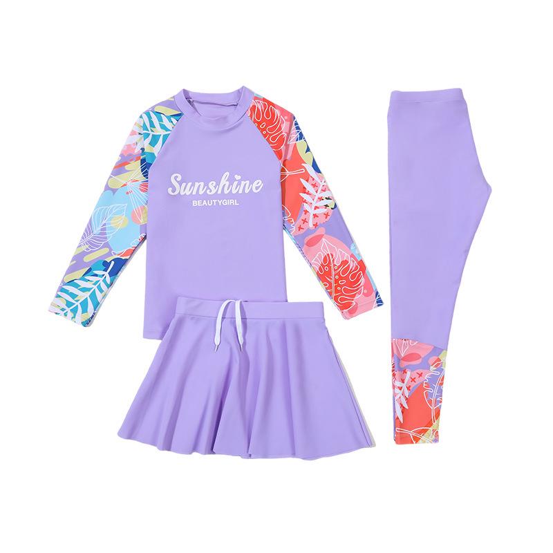 

2025 Children s Two-Piece Swimsuit: Long Sleeve Top & Pants for Young Girls, Suitable for Hot Springs and Winter Activities. 4XL