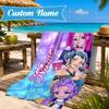 Custom Name KPop Demon Beach Towel Microfiber Beach Towel, Lightweight and Quick-Dry, for Summer Travel, Swimming Pool Gift