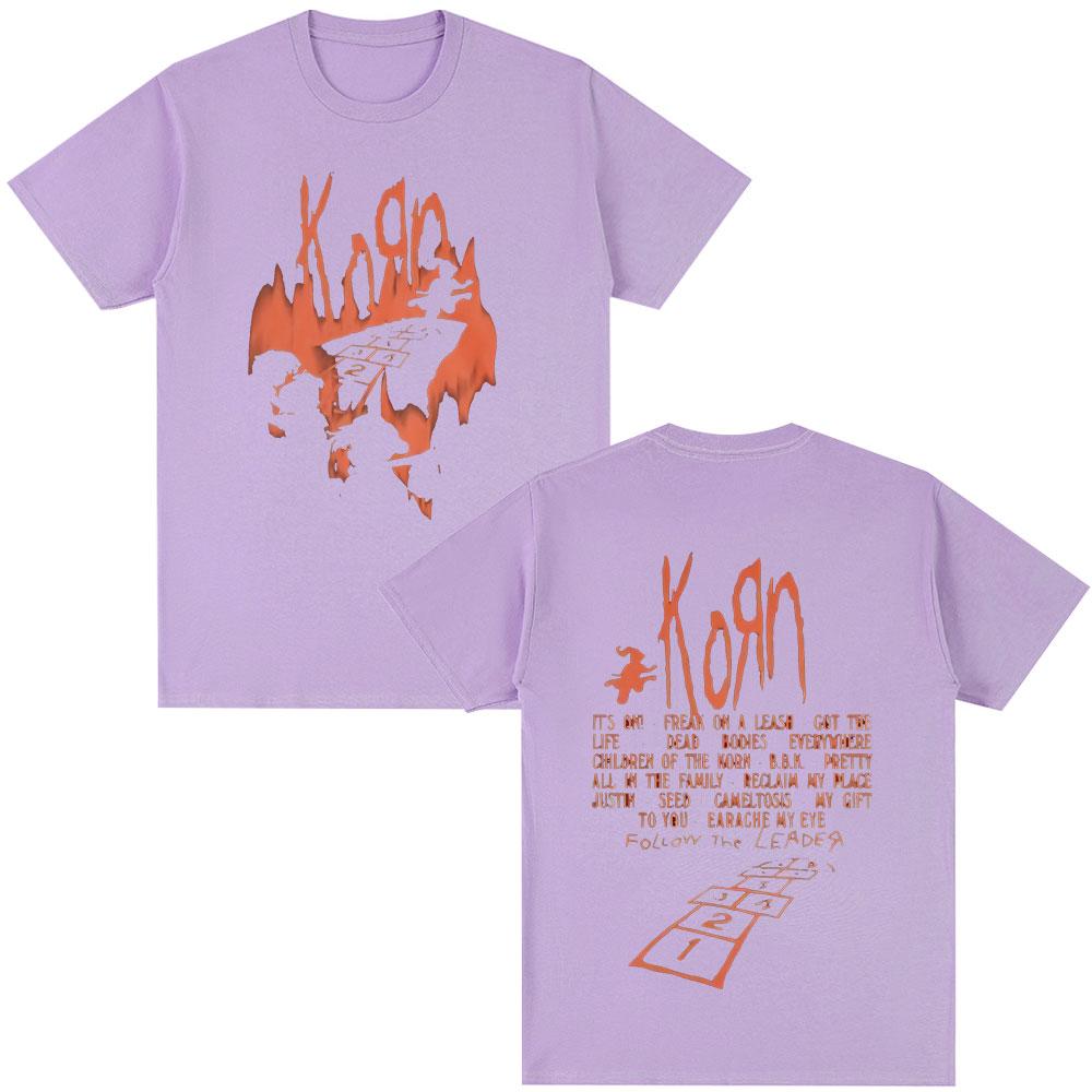 Korn Follow The Leader Album T Shirt Metal Gothic Rock Band T Shirts Men's Clothing Fashion Vintage Oversized T-shirt Streetwear