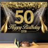 Happy 30th 40th 50th Birthday Backdrop Black Gold Birthday Party Decorations Adults 30 40 50 Years Old Birthday Party Supplies
