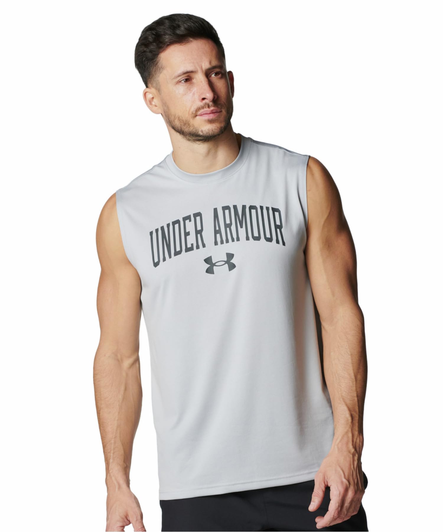 

Under Armour UA Tech Graphic Sleeveless Mod Size Shirt, Gray, M, 6001541(011)